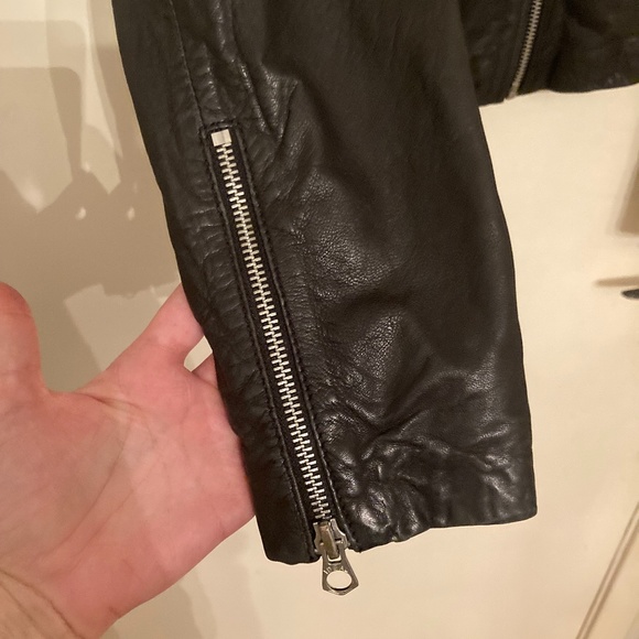 Washed Leather Moto Jacket - Small - TRUE BLACK 89140292 - Picture 7 of 9
